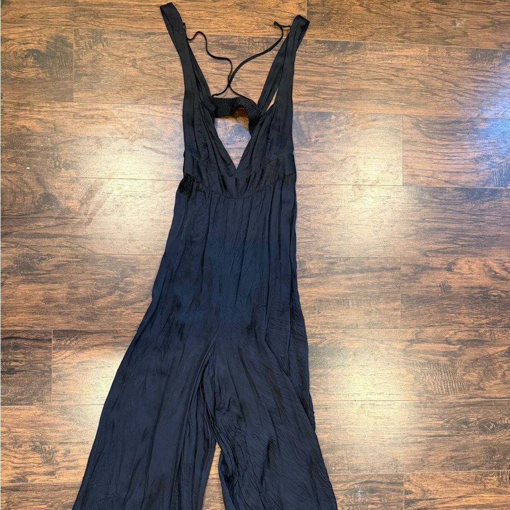 Anthropologie Black Silk Jumpsuit